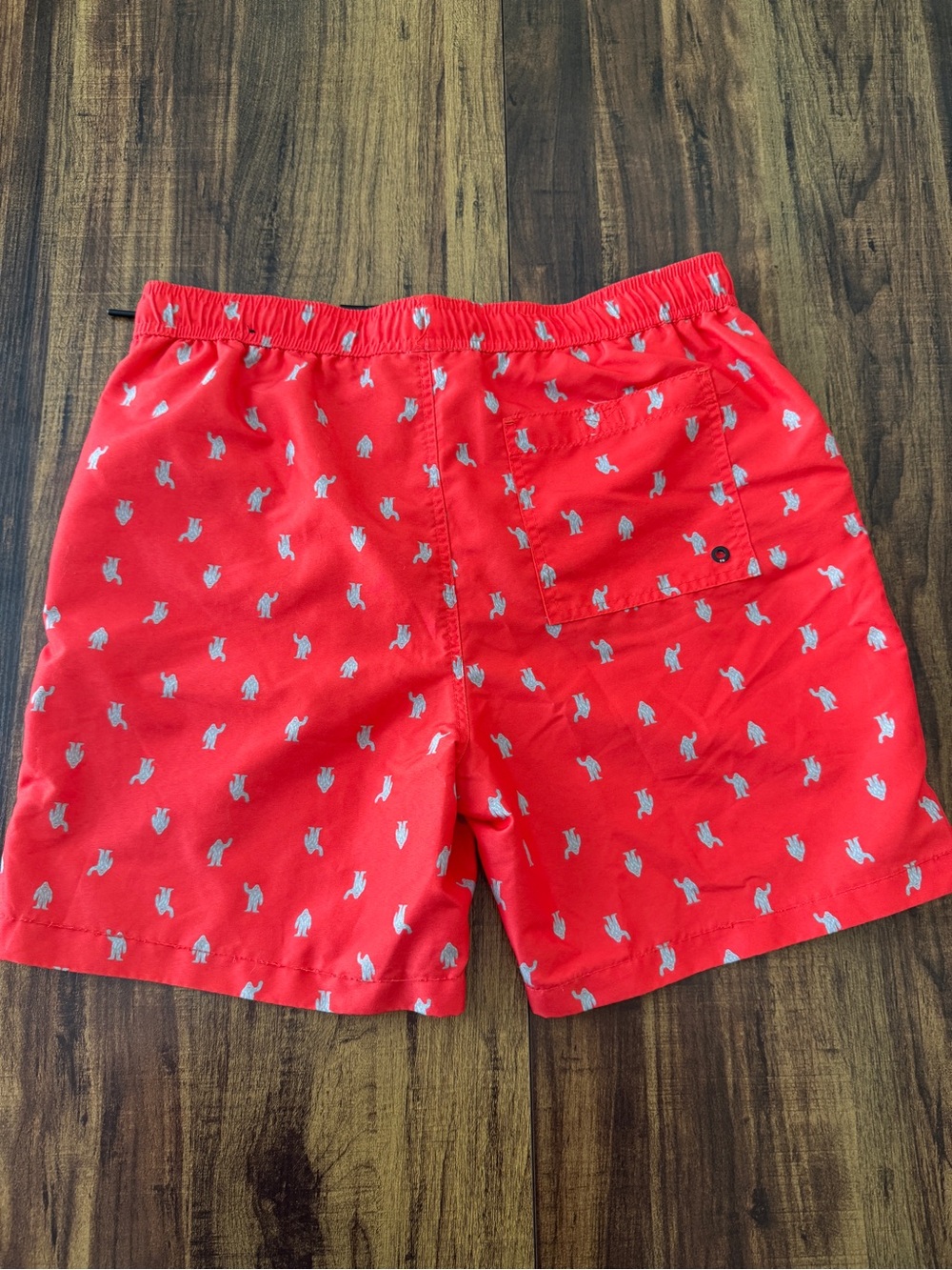 Eddie Bauer Yeti Red Swim Board Shorts with White Drawstring - Picture 4 of 5